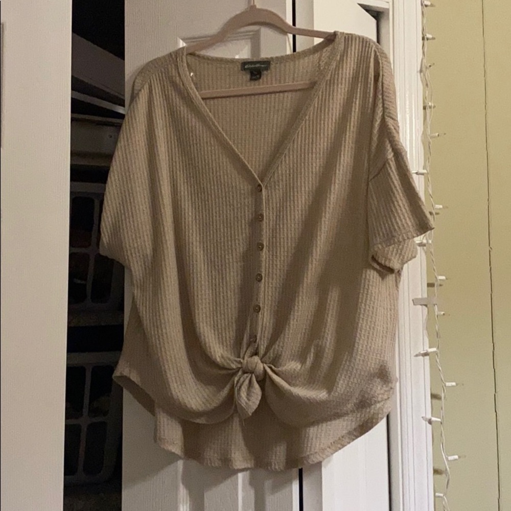 Eddie Bauer Tie Front Button Top